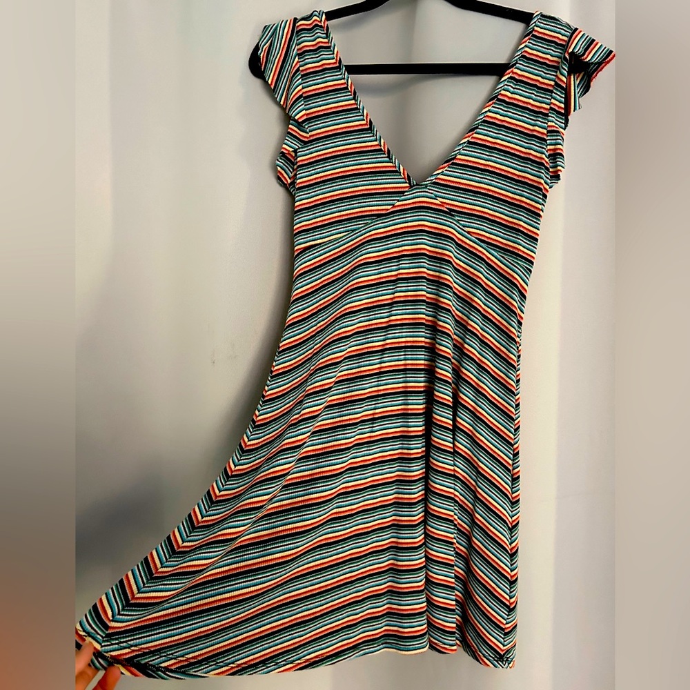 Cotton casual striped dress
